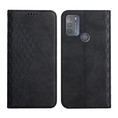 Leather Case Stands Flip Cover Holder Y02X for Motorola Moto G50 Black