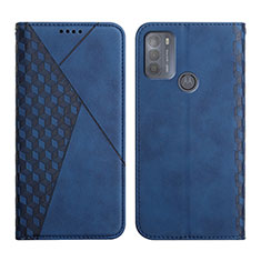 Leather Case Stands Flip Cover Holder Y02X for Motorola Moto G50 Blue