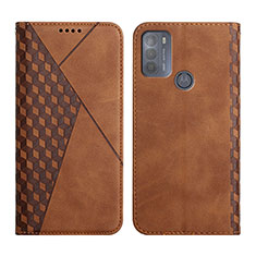 Leather Case Stands Flip Cover Holder Y02X for Motorola Moto G50 Brown