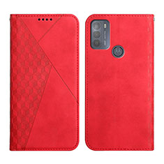 Leather Case Stands Flip Cover Holder Y02X for Motorola Moto G50 Red