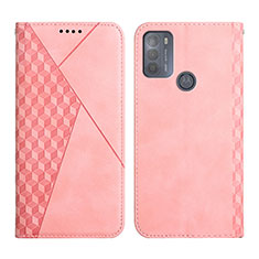 Leather Case Stands Flip Cover Holder Y02X for Motorola Moto G50 Rose Gold