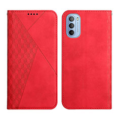 Leather Case Stands Flip Cover Holder Y02X for Motorola Moto G51 5G Red