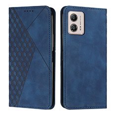 Leather Case Stands Flip Cover Holder Y02X for Motorola Moto G53 5G Blue