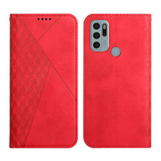 Leather Case Stands Flip Cover Holder Y02X for Motorola Moto G60s Red