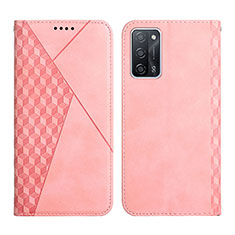Leather Case Stands Flip Cover Holder Y02X for Oppo A53s 5G Rose Gold