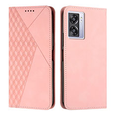 Leather Case Stands Flip Cover Holder Y02X for Oppo A56S 5G Rose Gold