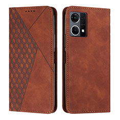 Leather Case Stands Flip Cover Holder Y02X for Oppo F21 Pro 4G Brown