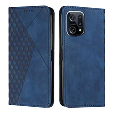 Leather Case Stands Flip Cover Holder Y02X for Oppo Find X5 5G Blue