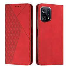 Leather Case Stands Flip Cover Holder Y02X for Oppo Find X5 5G Red