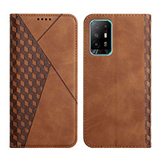 Leather Case Stands Flip Cover Holder Y02X for Oppo Reno5 Z 5G Brown