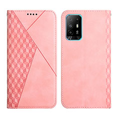 Leather Case Stands Flip Cover Holder Y02X for Oppo Reno5 Z 5G Rose Gold