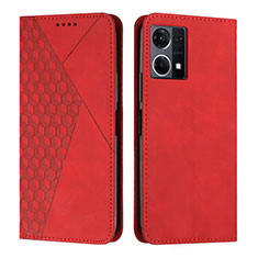 Leather Case Stands Flip Cover Holder Y02X for Oppo Reno8 4G Red