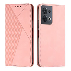 Leather Case Stands Flip Cover Holder Y02X for Oppo Reno8 5G Rose Gold
