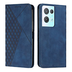 Leather Case Stands Flip Cover Holder Y02X for Oppo Reno8 Pro 5G Blue