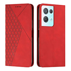 Leather Case Stands Flip Cover Holder Y02X for Oppo Reno8 Pro 5G Red