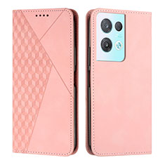 Leather Case Stands Flip Cover Holder Y02X for Oppo Reno8 Pro 5G Rose Gold
