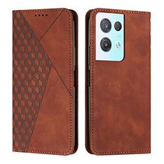 Leather Case Stands Flip Cover Holder Y02X for Oppo Reno8 Pro+ Plus 5G Brown
