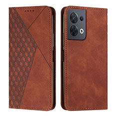 Leather Case Stands Flip Cover Holder Y02X for Oppo Reno9 5G Brown