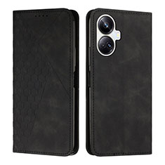 Leather Case Stands Flip Cover Holder Y02X for Realme 10 Pro+ Plus 5G Black
