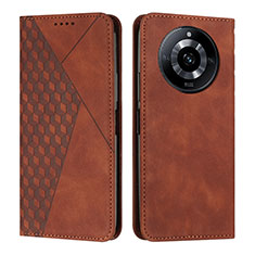 Leather Case Stands Flip Cover Holder Y02X for Realme 11 Pro+ Plus 5G Brown
