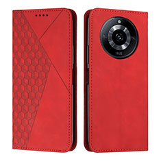 Leather Case Stands Flip Cover Holder Y02X for Realme 11 Pro+ Plus 5G Red