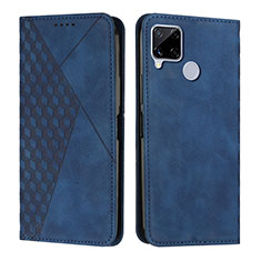 Leather Case Stands Flip Cover Holder Y02X for Realme C25 Blue