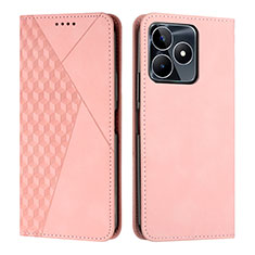 Leather Case Stands Flip Cover Holder Y02X for Realme C53 India Rose Gold