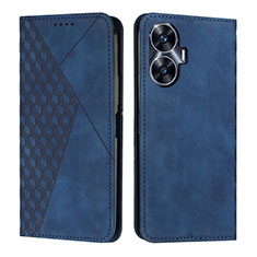 Leather Case Stands Flip Cover Holder Y02X for Realme C55 Blue