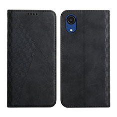 Leather Case Stands Flip Cover Holder Y02X for Samsung Galaxy A03 Core Black