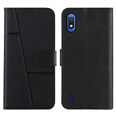 Leather Case Stands Flip Cover Holder Y02X for Samsung Galaxy A10 Black