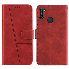 Leather Case Stands Flip Cover Holder Y02X for Samsung Galaxy A11 Red