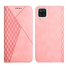 Leather Case Stands Flip Cover Holder Y02X for Samsung Galaxy A12 Nacho Rose Gold