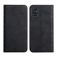 Leather Case Stands Flip Cover Holder Y02X for Samsung Galaxy A71 5G Black