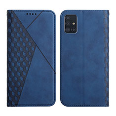 Leather Case Stands Flip Cover Holder Y02X for Samsung Galaxy A71 5G Blue