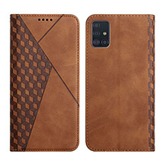 Leather Case Stands Flip Cover Holder Y02X for Samsung Galaxy A71 5G Brown