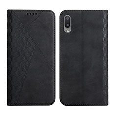 Leather Case Stands Flip Cover Holder Y02X for Samsung Galaxy M02 Black