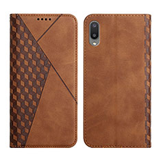 Leather Case Stands Flip Cover Holder Y02X for Samsung Galaxy M02 Brown