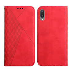 Leather Case Stands Flip Cover Holder Y02X for Samsung Galaxy M02 Red