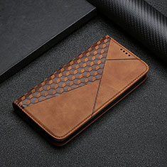 Leather Case Stands Flip Cover Holder Y02X for Samsung Galaxy S20 5G Brown