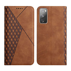 Leather Case Stands Flip Cover Holder Y02X for Samsung Galaxy S20 FE (2022) 5G Brown