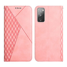 Leather Case Stands Flip Cover Holder Y02X for Samsung Galaxy S20 FE (2022) 5G Rose Gold