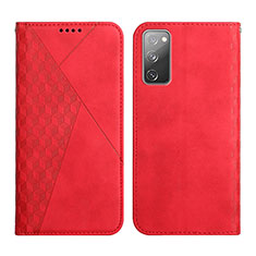 Leather Case Stands Flip Cover Holder Y02X for Samsung Galaxy S20 FE 5G Red