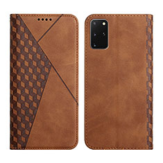 Leather Case Stands Flip Cover Holder Y02X for Samsung Galaxy S20 Plus Brown