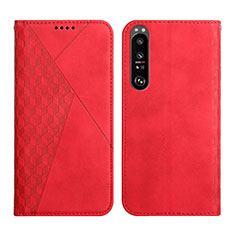 Leather Case Stands Flip Cover Holder Y02X for Sony Xperia 1 III Red