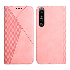 Leather Case Stands Flip Cover Holder Y02X for Sony Xperia 1 III Rose Gold