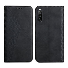 Leather Case Stands Flip Cover Holder Y02X for Sony Xperia 10 III Black