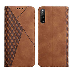 Leather Case Stands Flip Cover Holder Y02X for Sony Xperia 10 III SOG04 Brown