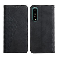 Leather Case Stands Flip Cover Holder Y02X for Sony Xperia 5 III Black