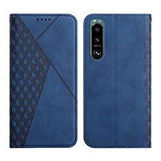Leather Case Stands Flip Cover Holder Y02X for Sony Xperia 5 III SO-53B Blue