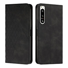 Leather Case Stands Flip Cover Holder Y02X for Sony Xperia 5 IV Black